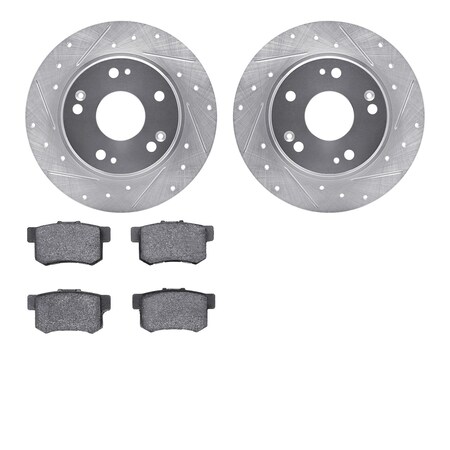 7502-59041, Rotors-Drilled And Slotted-Silver With 5000 Advanced Brake Pads, Zinc Coated